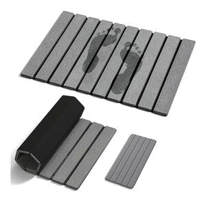 Gray Wooden Bath Mat